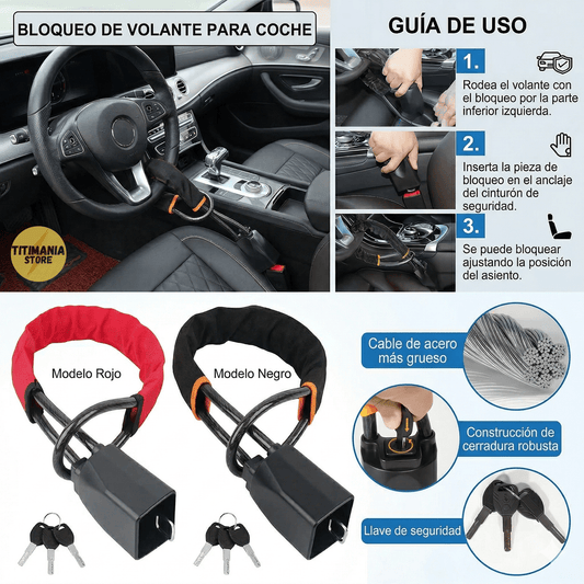 MÁXIMA PROTECCIÓN ANTIRROBO🛡️ Tranca Volante Al Cinturón De Seguridad.